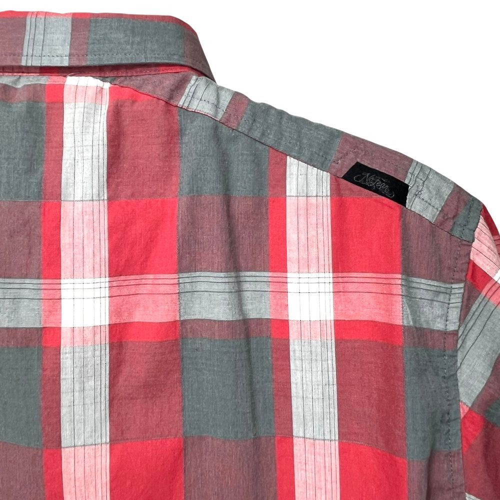No Fear Men's Large Y2k Grunge Red Plaid Short Sleeve Button Up Camp Shirt - Picture 6 of 7